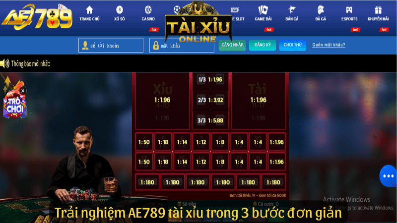 Trải nghiệm AE789 tài xỉu trong 3 bước đơn giản