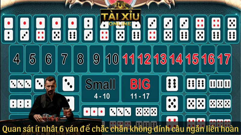 Quan sát ít nhất 6 ván để chắc chắn không dính cầu ngắn tài xỉu liên hoàn