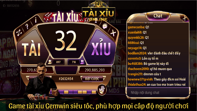 Game tài xỉu Gemwin siêu tốc, phù hợp mọi cấp độ người chơi