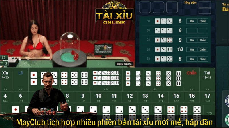 MayClub tích hợp nhiều phiên bản tài xỉu mới mẻ, hấp dẫn