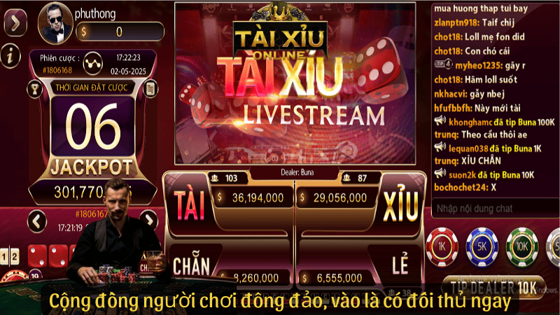 Cộng đồng người chơi đông đảo, vào là có đối thủ ngay