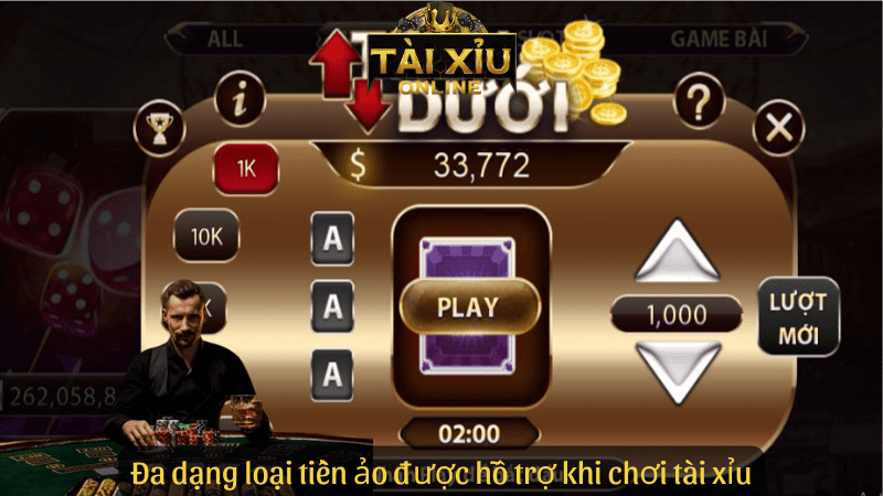 Đa dạng loại tiền ảo được hỗ trợ khi chơi tài xỉu