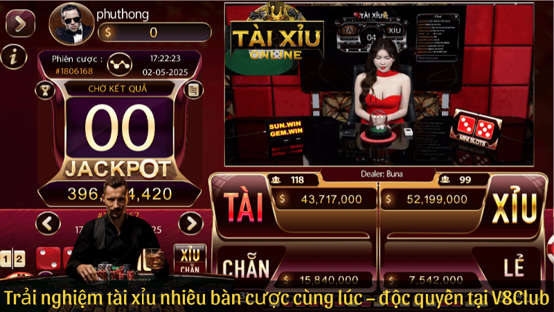 Trải nghiệm tài xỉu nhiều bàn cược cùng lúc – độc quyền tại V8Club